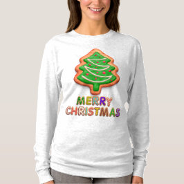 Camiseta Feliz Navidad Cookies Damas Camisas de manga larga