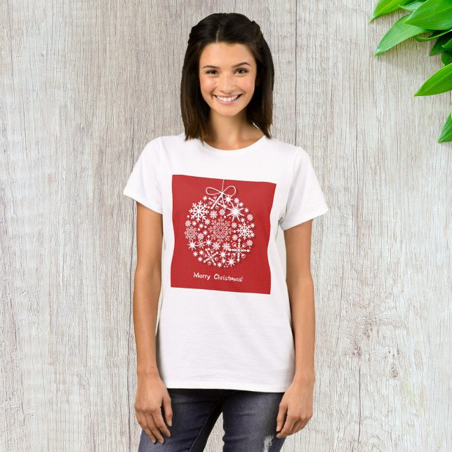 Camiseta Feliz Navidad, copas de nieve para mujeres (Subido por el creador)
