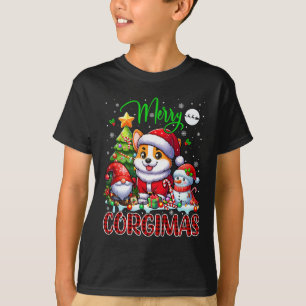 Camiseta Feliz Navidad Corgi Cute Santa Corgi Gnome Snowm