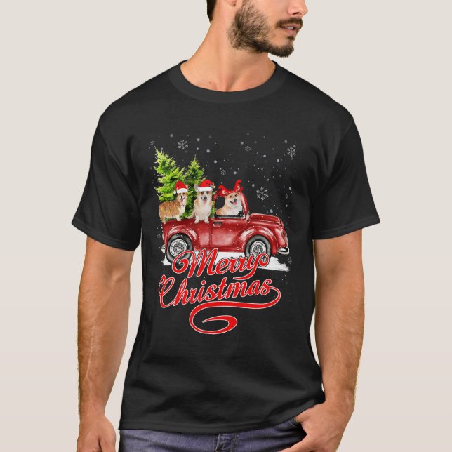 Camiseta Feliz Navidad Corgi Perros Amantes de Santa Reinde (Anverso)