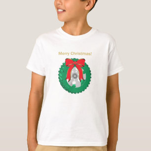 Camiseta "Feliz Navidad", corona de llantas en una