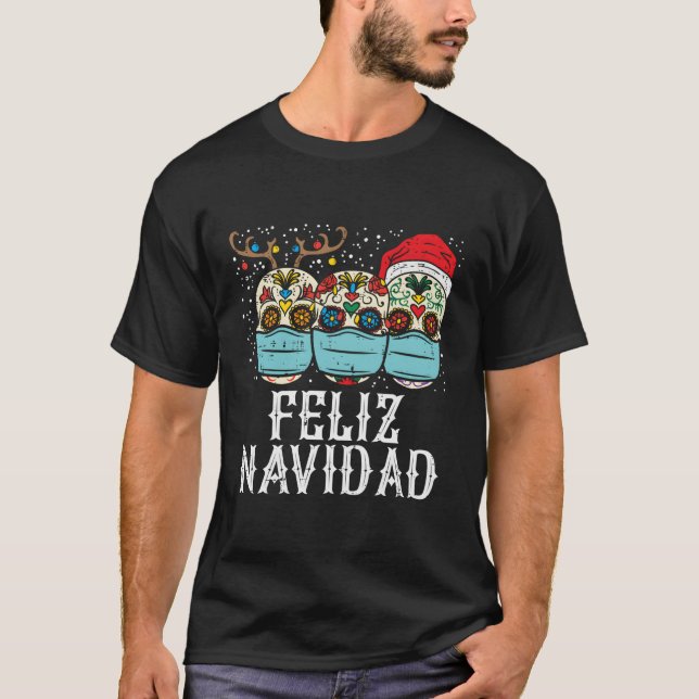 Camiseta Feliz Navidad: Cráneo De Azúcar (Anverso)