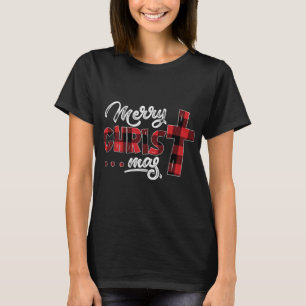 Camiseta Feliz Navidad Cristo Búfalo Plaid Cross Xmas Gi