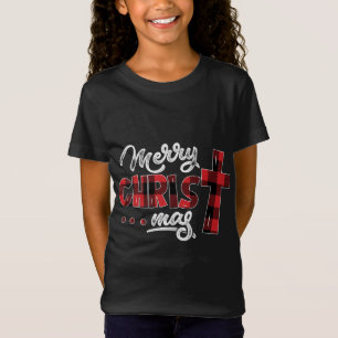 Camiseta Feliz Navidad Cristo Búfalo Plaid Cross Xmas Gi