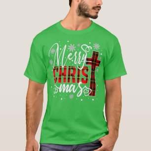 Camiseta Feliz Navidad Cristo Cruz Búfalo Plantado Xma Rojo