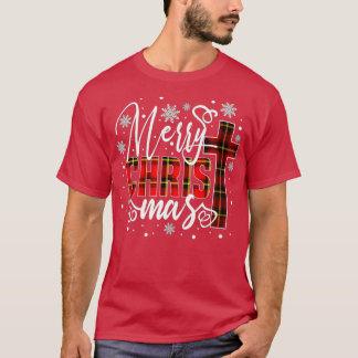 Camiseta Feliz Navidad Cristo Cruz Búfalo Plantado Xma Rojo
