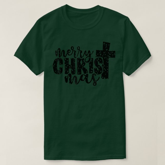 Camiseta Feliz Navidad Cruz Cristiana Familia Pajamas (Diseño del anverso)