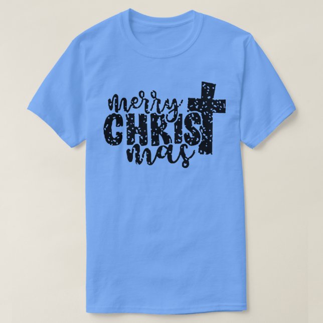 Camiseta Feliz Navidad Cruz Cristiana Familia Pajamas (Diseño del anverso)
