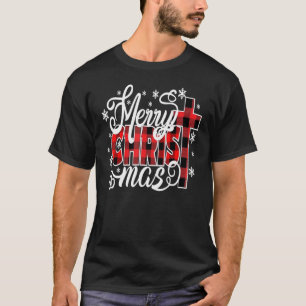 Camiseta Feliz Navidad Cruz Roja Plástica Cristiana Jesús C