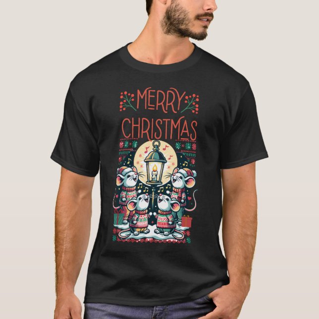 Camiseta Feliz Navidad - Cuarteto de ratones (Anverso)