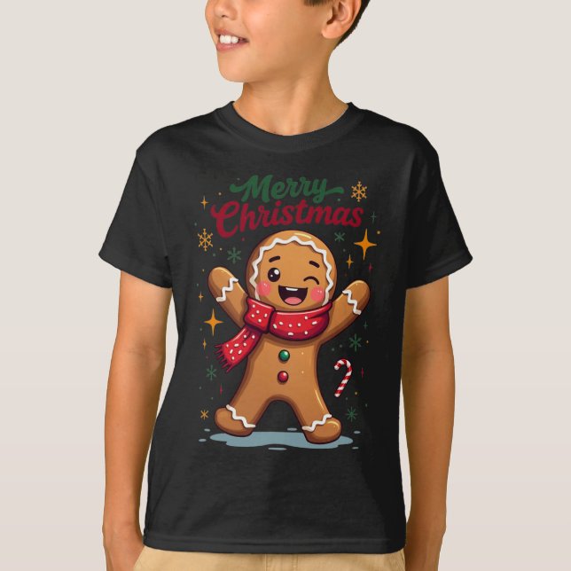 Camiseta Feliz Navidad Cuidad de pan de jengibre Festi (Anverso)