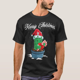 Camiseta Feliz Navidad Cute Cactus Santa Hat Candy X