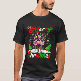 Camiseta Feliz Navidad Cute Flamingo Amo Familia Campesina 