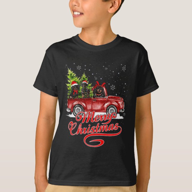 Camiseta Feliz Navidad Dachshund Dog Lover Santa Reindeer (Anverso)