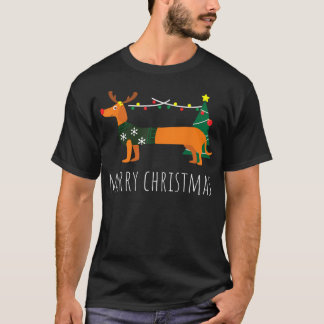 Camiseta Feliz Navidad Dachshund Navidades de perros renos