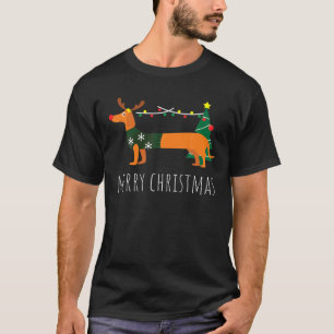 Camiseta Feliz Navidad Dachshund Navidades de perros renos