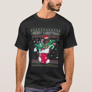 Camiseta Feliz Navidad Dachshund Perro En Calcetín Pijama D