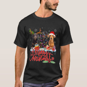 Camiseta Feliz Navidad Dachshund Perros Santa Reindeer Ligh