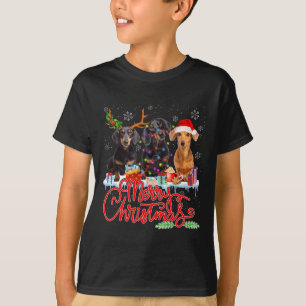 Camiseta Feliz Navidad Dachshund Perros Santa Reindeer Ligh
