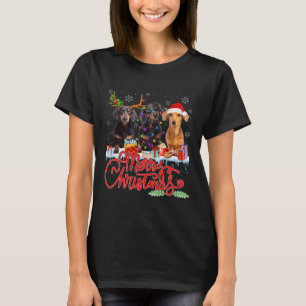 Camiseta Feliz Navidad Dachshund Perros Santa Reindeer Ligh