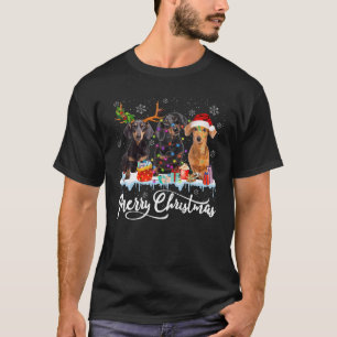 Camiseta Feliz Navidad Dachshund Santa Luz Perro reno