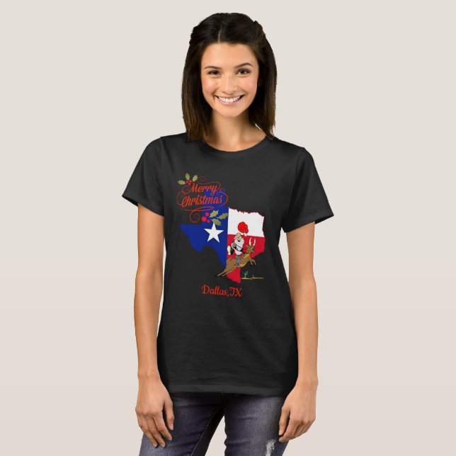 Camiseta Feliz Navidad Dallas Texas (Anverso completo)