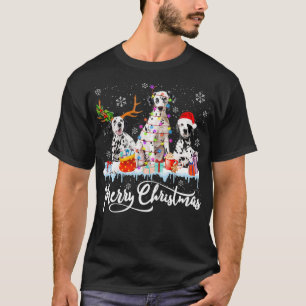 Camiseta Feliz Navidad Dalmatian Santa Light Reindeer Gorra