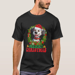 Camiseta Feliz Navidad Dalmatian Sombrero de Santa Amantes