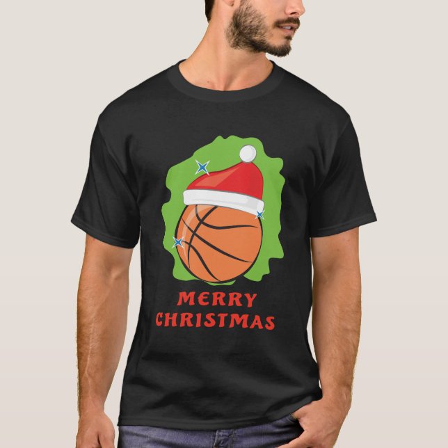 Camiseta Feliz Navidad de Baloncesto - Divertido (Anverso)