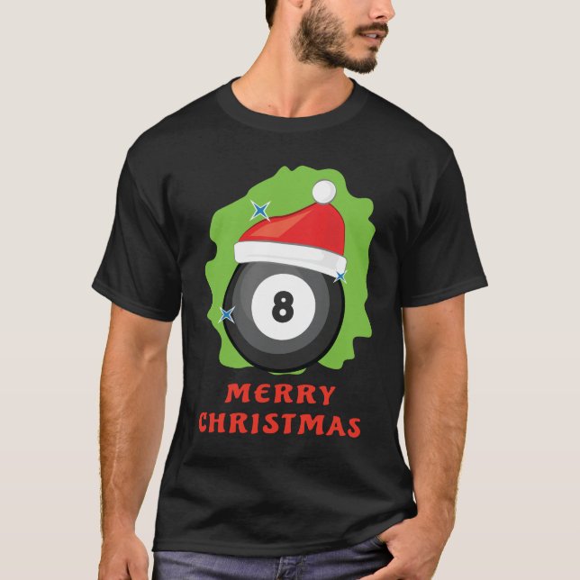 Camiseta Feliz Navidad de Billar - Divertido (Anverso)