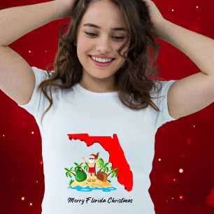 Camiseta ¡Feliz Navidad de Florida! Santa y Palmeras