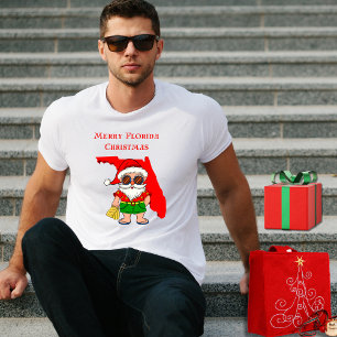 Camiseta ¡Feliz Navidad de Florida! Vibe Tropical Santa Gua