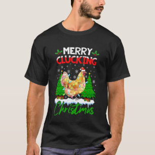 Camiseta Feliz Navidad de Gallina Divertida Luces de Navida