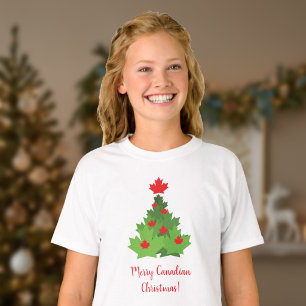 Camiseta Feliz Navidad de la Bandera de la Hoja de Arce Can