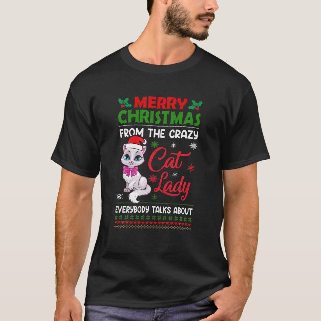 Camiseta Feliz Navidad De Los Locos Navidades De Gato Lady (Anverso)