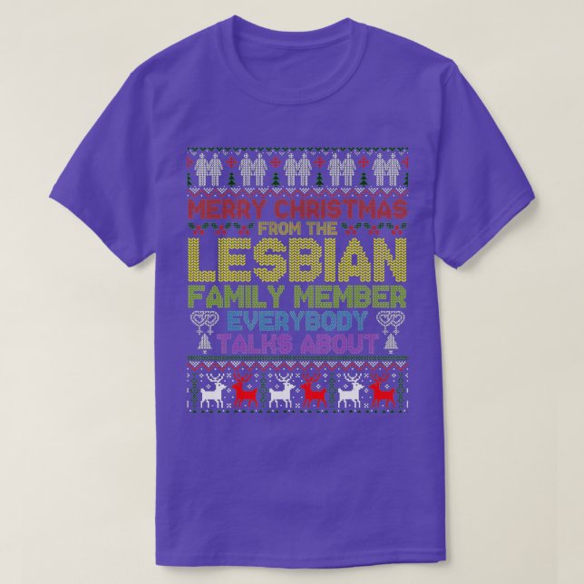 Camiseta Feliz Navidad de parte de la familia lesbiana feo (Diseño del anverso)