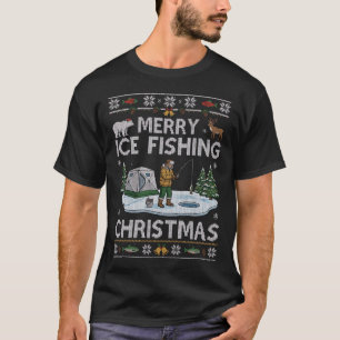 Camiseta Feliz Navidad de Pesca en el Hielo Pescador Carpa
