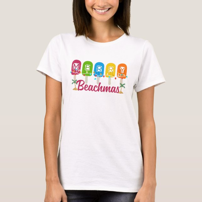 Camiseta Feliz Navidad de Playa en Julio (Anverso)
