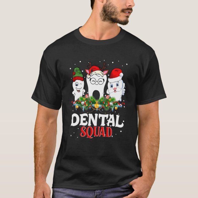 Camiseta Feliz Navidad Dental Squad Dientes Santa Funny (Anverso)