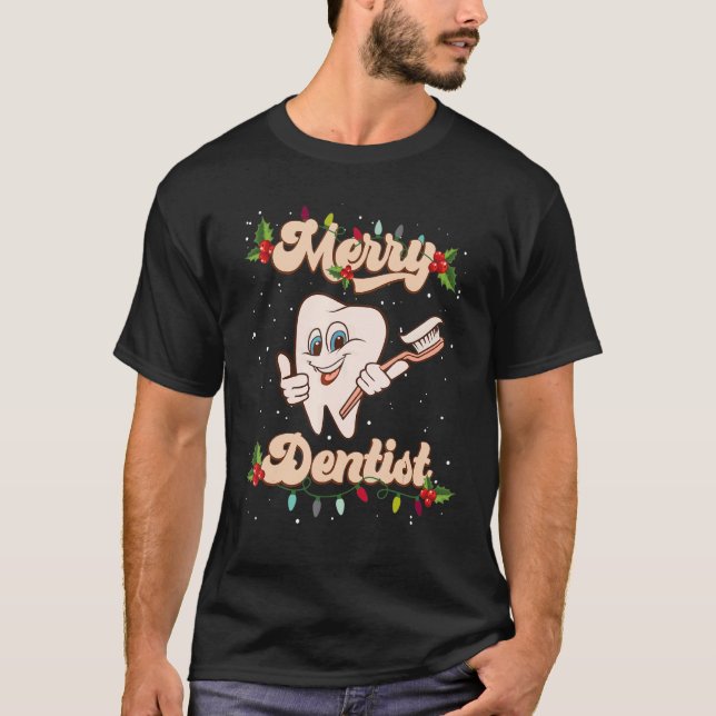 Camiseta Feliz Navidad Dentist Teeth Santa Hat Leopard Pl (Anverso)