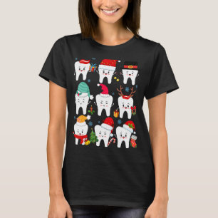 Camiseta Feliz Navidad Dentist Teeth Santa Hat Leopard Pl