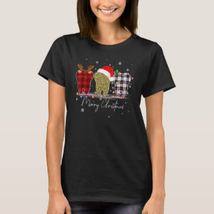 Camiseta Feliz Navidad Dentista Dientes Santa Hat Xmas Leop