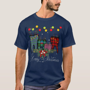 Camiseta Feliz Navidad Dentista Dientes Santa Hat Xmas Red