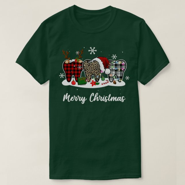 Camiseta Feliz Navidad Dentista Santa Hat 3 (Diseño del anverso)