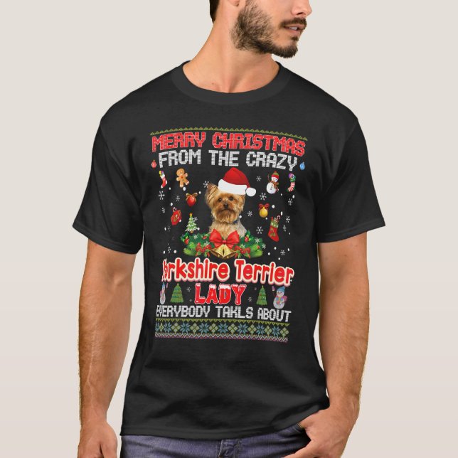 Camiseta Feliz Navidad desde el muchacho de Perro de Yorksh (Anverso)