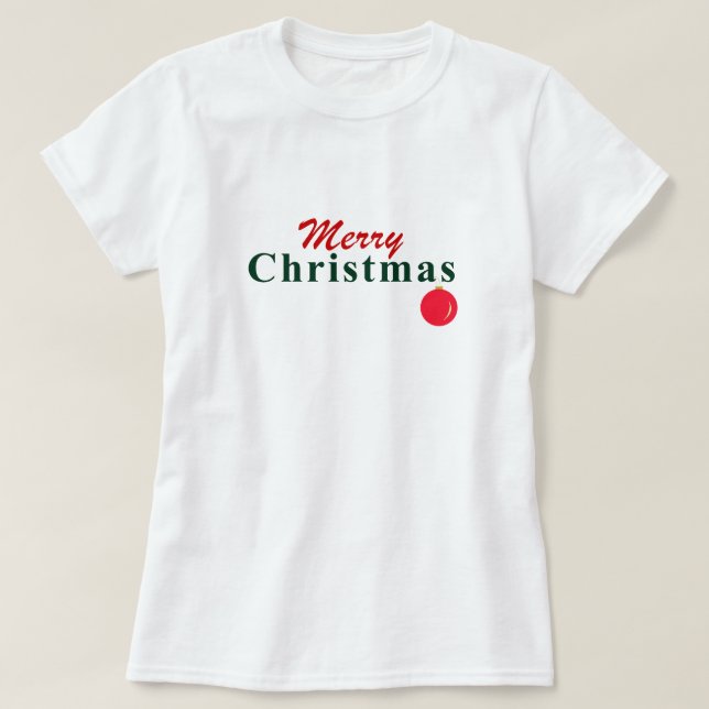 Camiseta "Feliz Navidad" Deseo y ornamento colgante (Diseño del anverso)