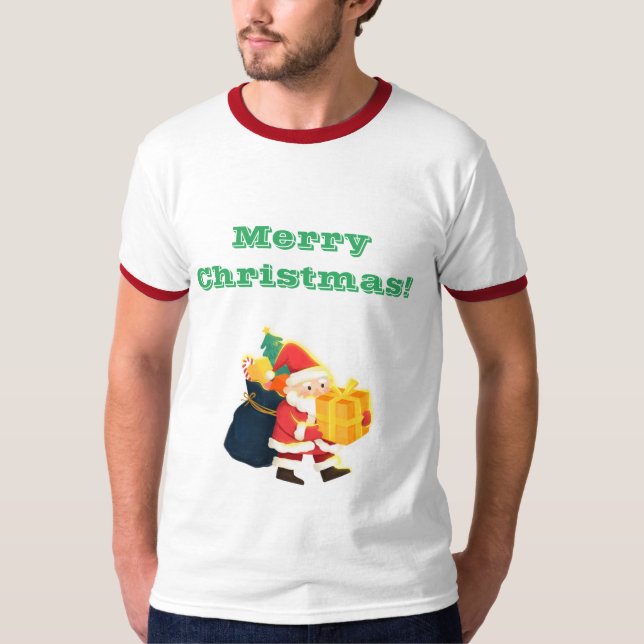 Camiseta Feliz Navidad Deseos Crear propio texto Ringer Gua (Anverso)