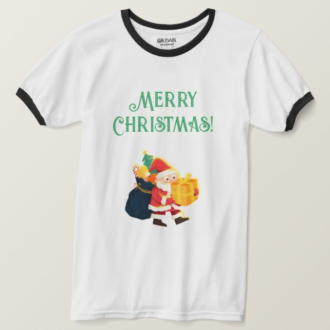 Camiseta Feliz Navidad Deseos De Ringer Impreso (Anverso del diseño)