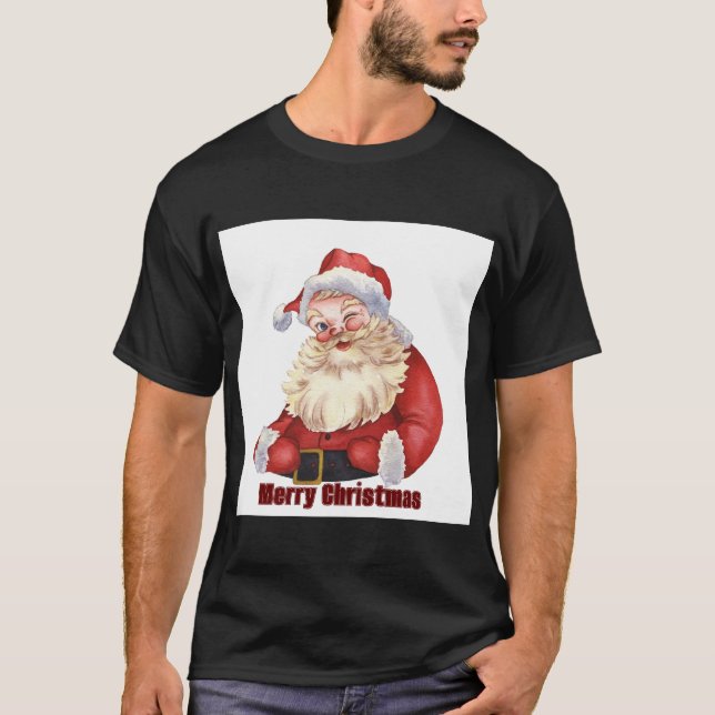Camiseta Feliz Navidad Deseos Impreso Paz Básico Oscuro (Anverso)
