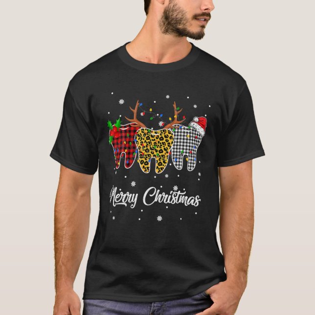 Camiseta Feliz Navidad Diente Traje Asistente Dental (Anverso)